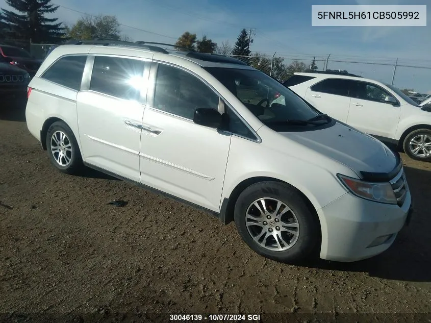 2012 Honda Odyssey Exl VIN: 5FNRL5H61CB505992 Lot: 30046139