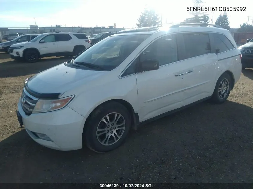 2012 Honda Odyssey Exl VIN: 5FNRL5H61CB505992 Lot: 30046139