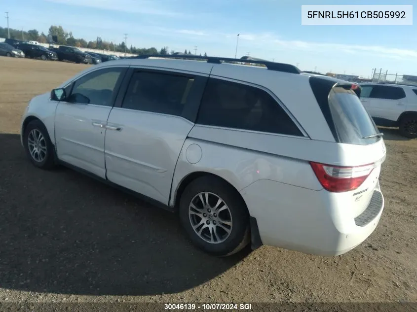 2012 Honda Odyssey Exl VIN: 5FNRL5H61CB505992 Lot: 30046139