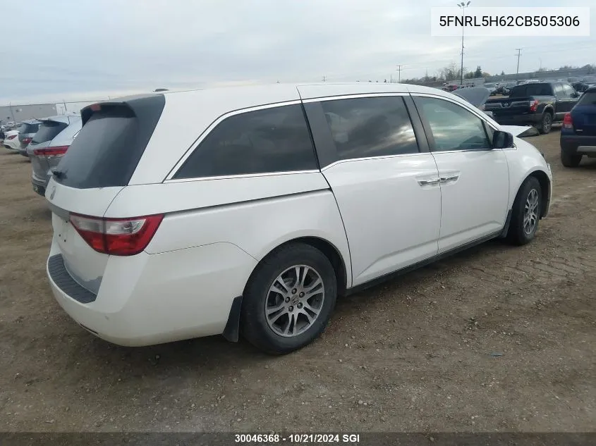 5FNRL5H62CB505306 2012 Honda Odyssey Exl