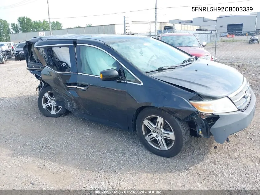 2012 Honda Odyssey Touring/Touring Elite VIN: 5FNRL5H92CB003339 Lot: 39921695