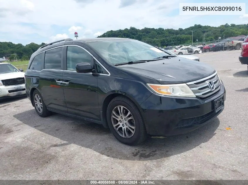 2012 Honda Odyssey Ex-L VIN: 5FNRL5H6XCB099016 Lot: 40058588