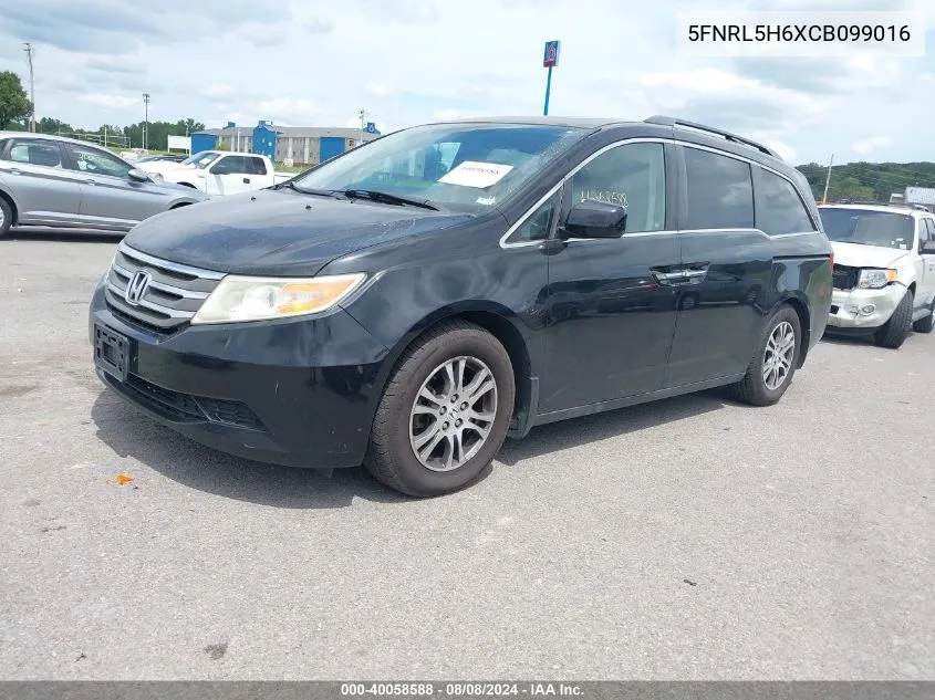 2012 Honda Odyssey Ex-L VIN: 5FNRL5H6XCB099016 Lot: 40058588