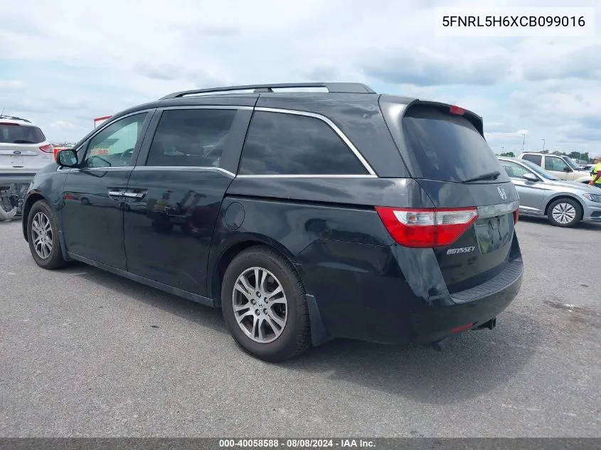 2012 Honda Odyssey Ex-L VIN: 5FNRL5H6XCB099016 Lot: 40058588