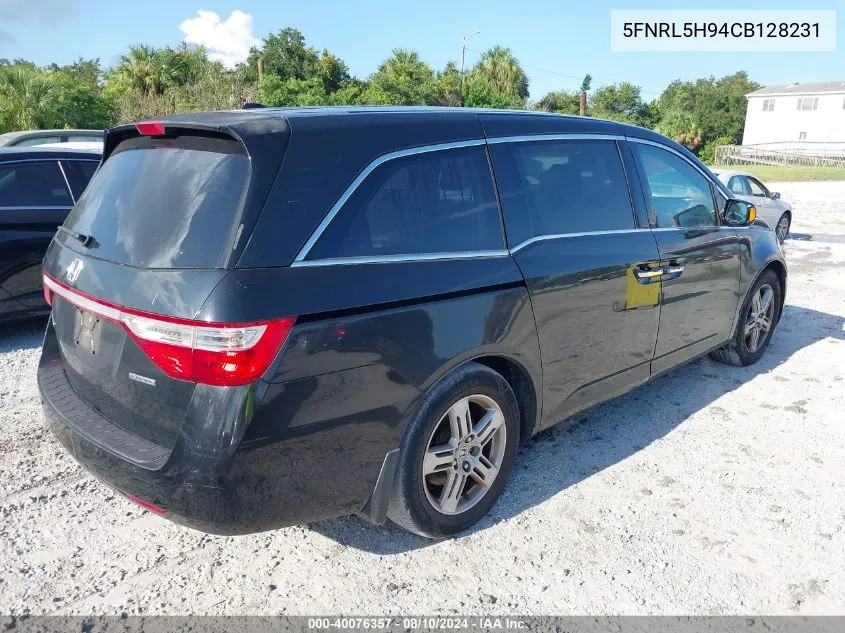 2012 Honda Odyssey Touring/Touring Elite VIN: 5FNRL5H94CB128231 Lot: 40076357