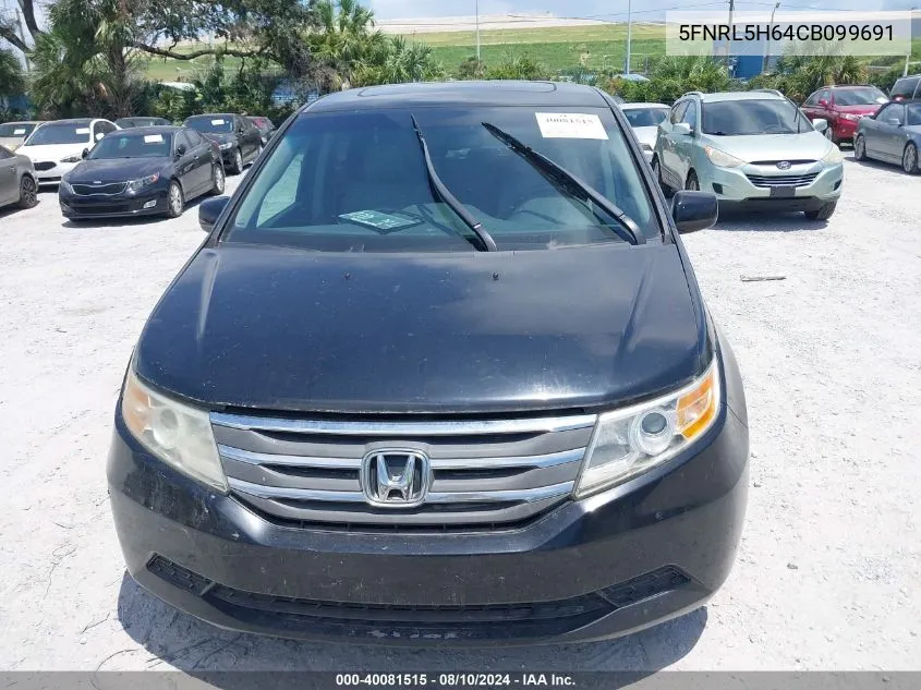 2012 Honda Odyssey Ex-L VIN: 5FNRL5H64CB099691 Lot: 40081515