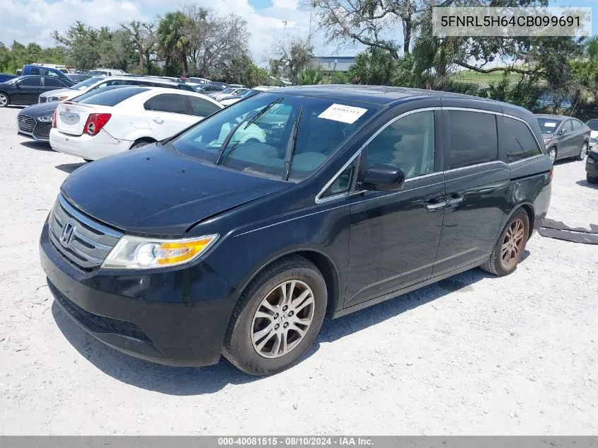 2012 Honda Odyssey Ex-L VIN: 5FNRL5H64CB099691 Lot: 40081515