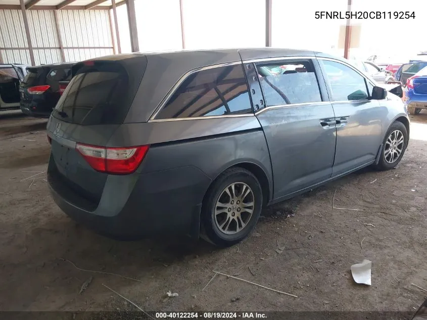 5FNRL5H20CB119254 2012 Honda Odyssey Lx