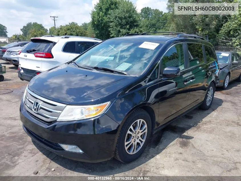 2012 Honda Odyssey Ex-L VIN: 5FNRL5H60CB002003 Lot: 40132965