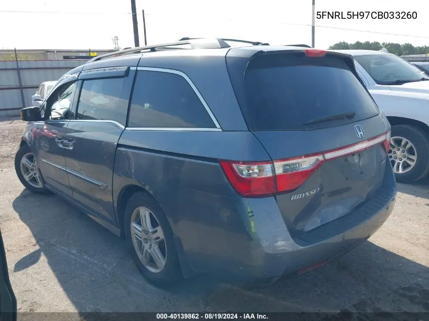 2012 Honda Odyssey Touring/Touring Elite VIN: 5FNRL5H97CB033260 Lot: 40139862