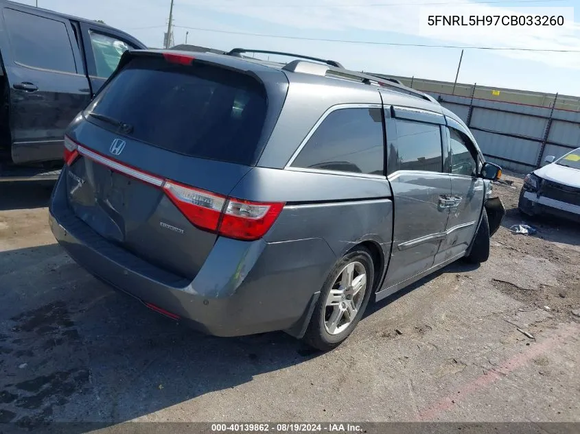 2012 Honda Odyssey Touring/Touring Elite VIN: 5FNRL5H97CB033260 Lot: 40139862