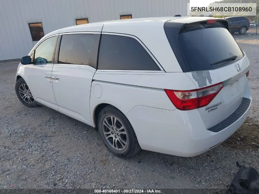 5FNRL5H68CB108960 2012 Honda Odyssey Ex-L