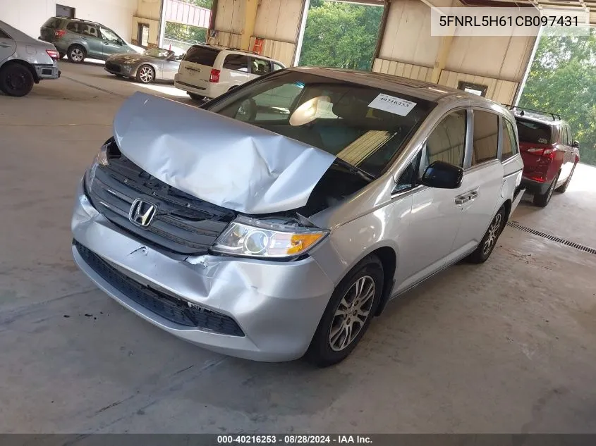 2012 Honda Odyssey Ex-L VIN: 5FNRL5H61CB097431 Lot: 40216253