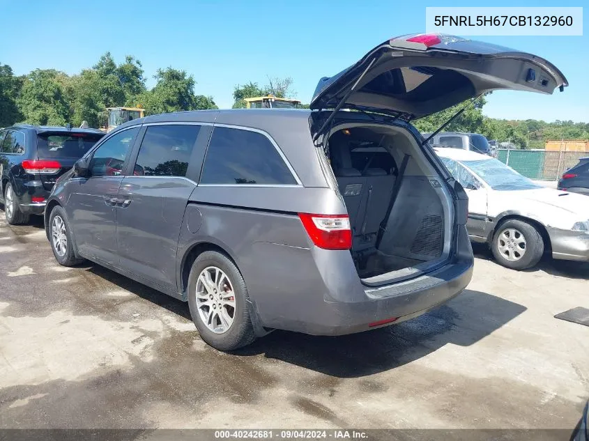 5FNRL5H67CB132960 2012 Honda Odyssey Ex-L