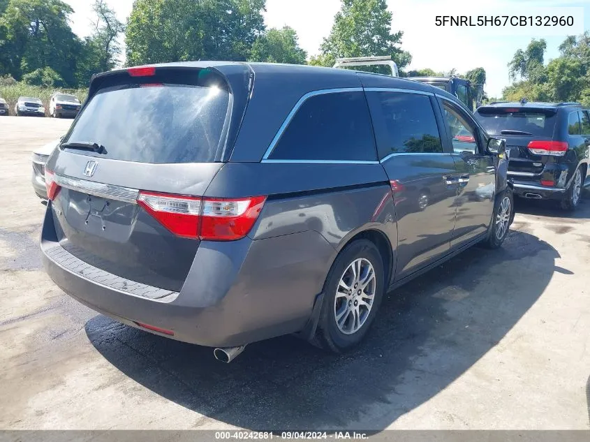 5FNRL5H67CB132960 2012 Honda Odyssey Ex-L