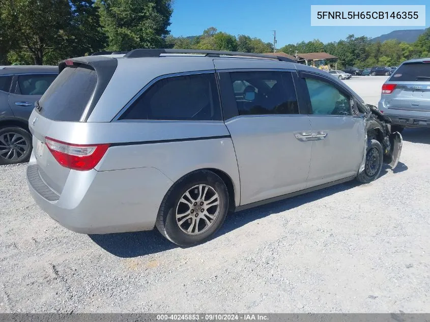 2012 Honda Odyssey Exl VIN: 5FNRL5H65CB146355 Lot: 40245853