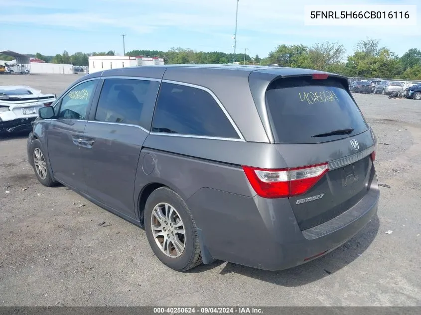 2012 Honda Odyssey Ex-L VIN: 5FNRL5H66CB016116 Lot: 40250624