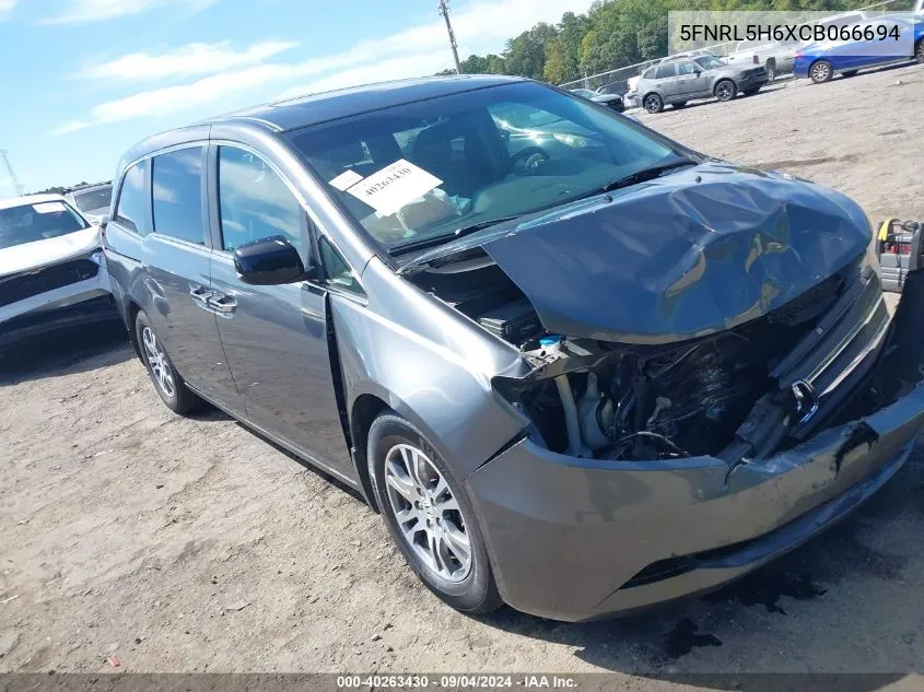 2012 Honda Odyssey Ex-L VIN: 5FNRL5H6XCB066694 Lot: 40263430