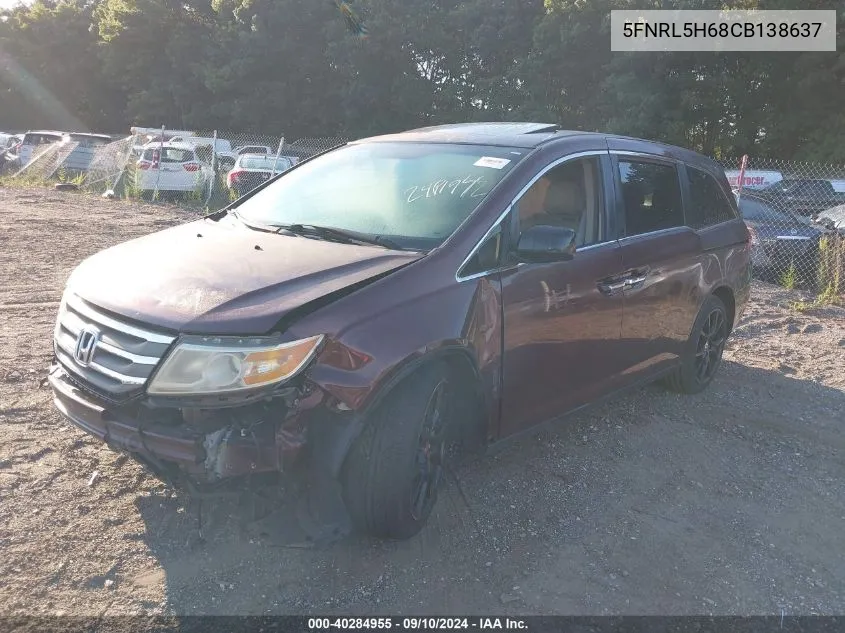 2012 Honda Odyssey Ex-L VIN: 5FNRL5H68CB138637 Lot: 40284955