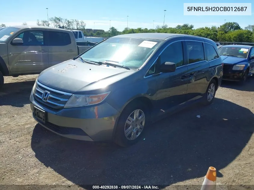 2012 Honda Odyssey Lx VIN: 5FNRL5H20CB012687 Lot: 40292838