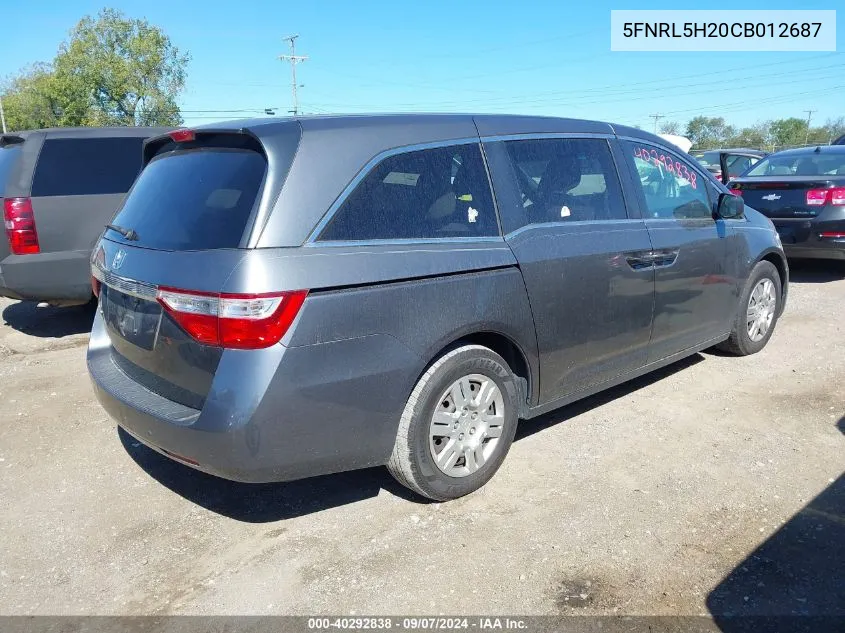 2012 Honda Odyssey Lx VIN: 5FNRL5H20CB012687 Lot: 40292838