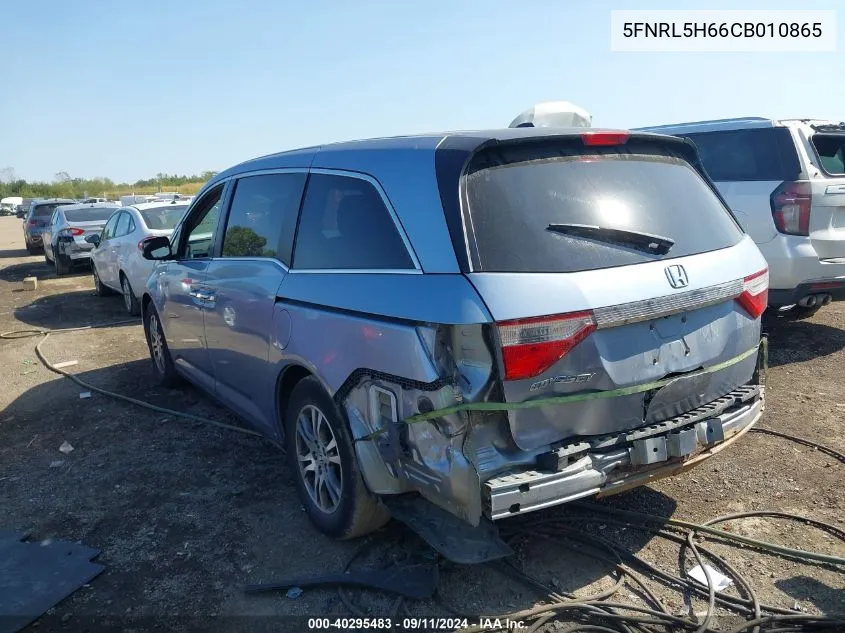 2012 Honda Odyssey Ex-L VIN: 5FNRL5H66CB010865 Lot: 40295483