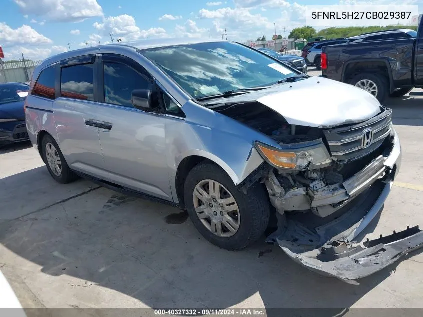 2012 Honda Odyssey Lx VIN: 5FNRL5H27CB029387 Lot: 40327332