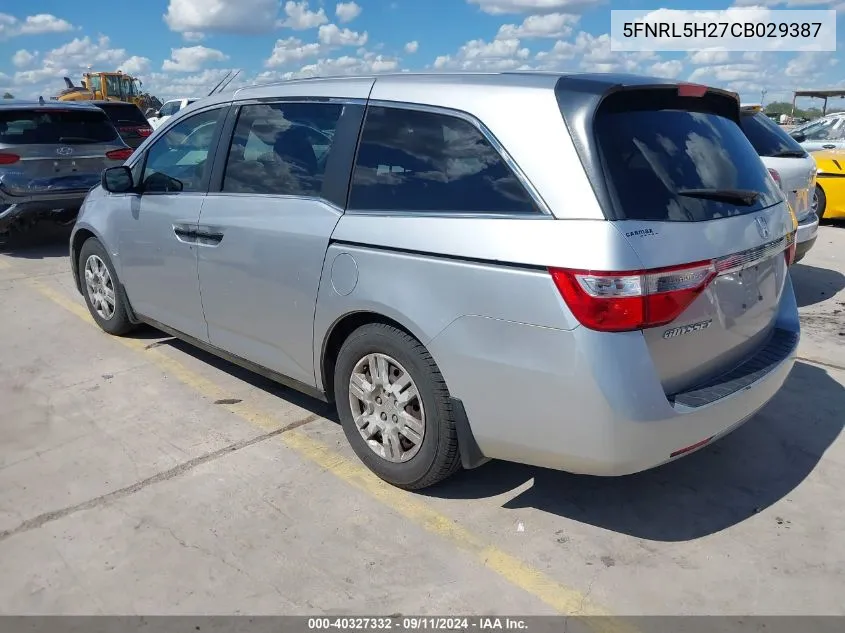 2012 Honda Odyssey Lx VIN: 5FNRL5H27CB029387 Lot: 40327332