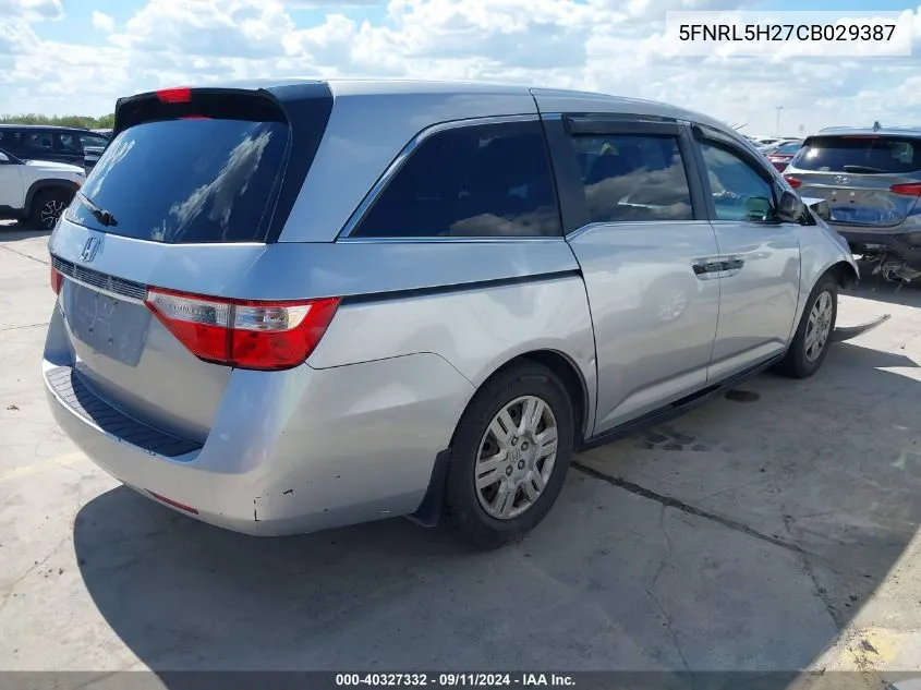 5FNRL5H27CB029387 2012 Honda Odyssey Lx