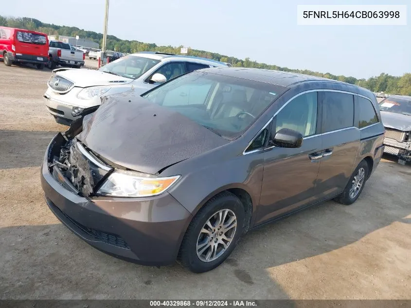 2012 Honda Odyssey Exl VIN: 5FNRL5H64CB063998 Lot: 40329868