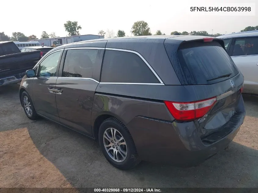 5FNRL5H64CB063998 2012 Honda Odyssey Exl