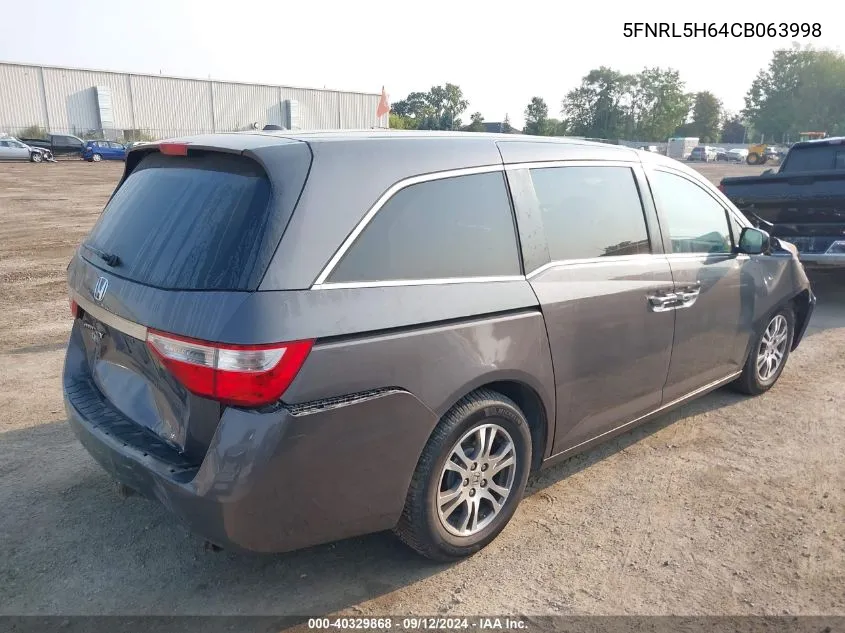 2012 Honda Odyssey Exl VIN: 5FNRL5H64CB063998 Lot: 40329868