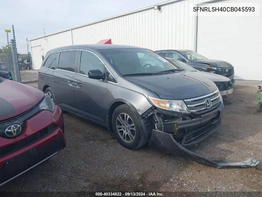 2012 Honda Odyssey Ex VIN: 5FNRL5H40CB045593 Lot: 40334822