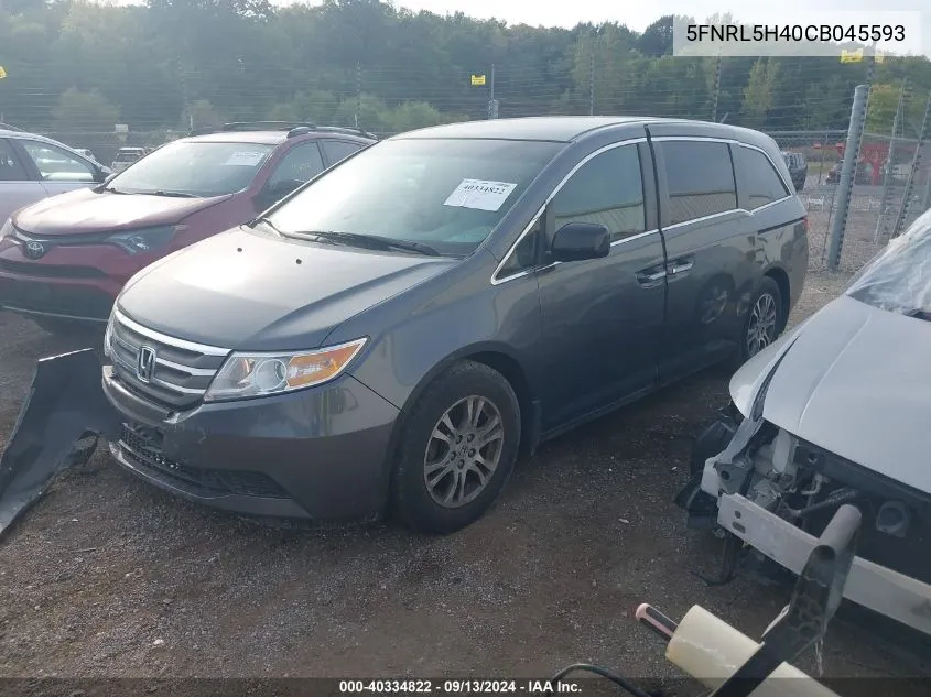 2012 Honda Odyssey Ex VIN: 5FNRL5H40CB045593 Lot: 40334822