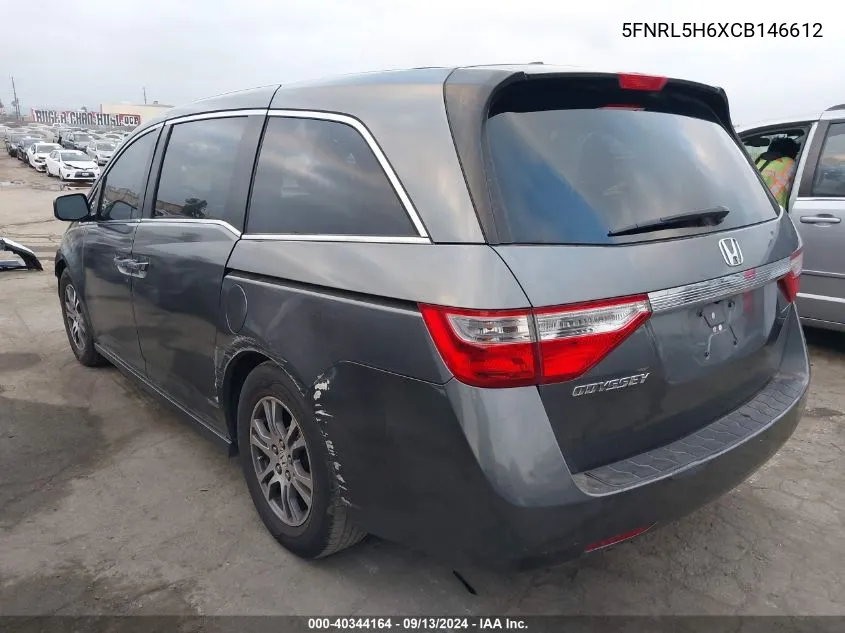 2012 Honda Odyssey Exl VIN: 5FNRL5H6XCB146612 Lot: 40344164