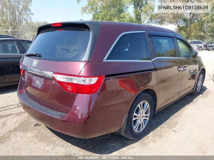 2012 Honda Odyssey Ex-L VIN: 5FNRL5H61CB138639 Lot: 40348301