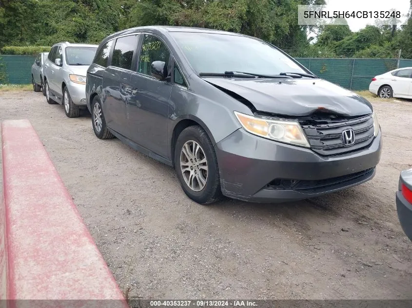 2012 Honda Odyssey Ex-L VIN: 5FNRL5H64CB135248 Lot: 40353237