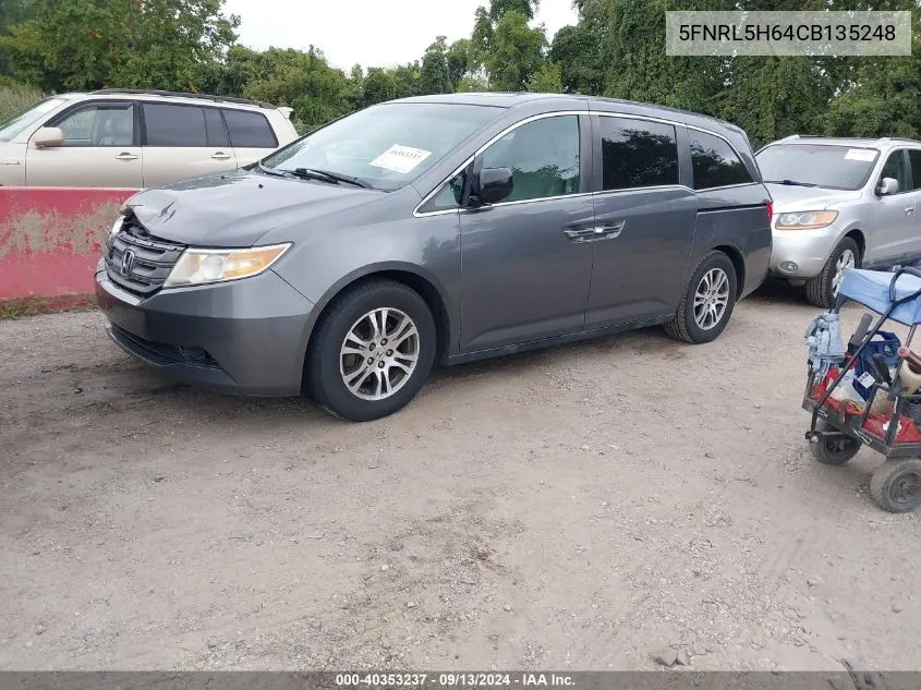 2012 Honda Odyssey Ex-L VIN: 5FNRL5H64CB135248 Lot: 40353237