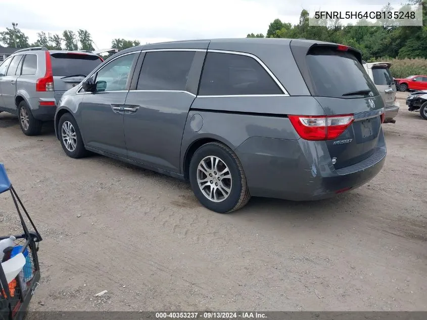 2012 Honda Odyssey Ex-L VIN: 5FNRL5H64CB135248 Lot: 40353237