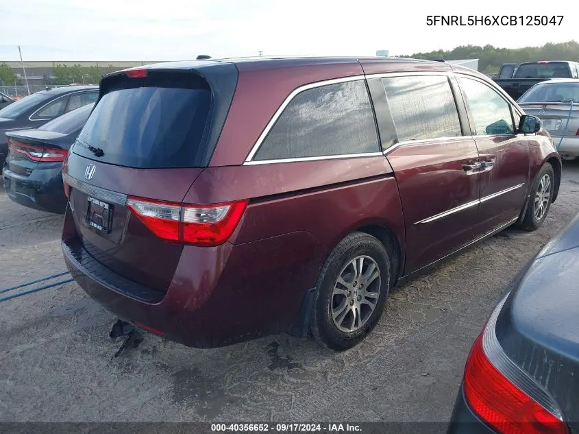 5FNRL5H6XCB125047 2012 Honda Odyssey Exl