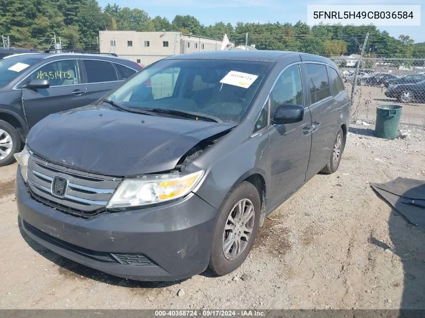 2012 Honda Odyssey Ex VIN: 5FNRL5H49CB036584 Lot: 40358724