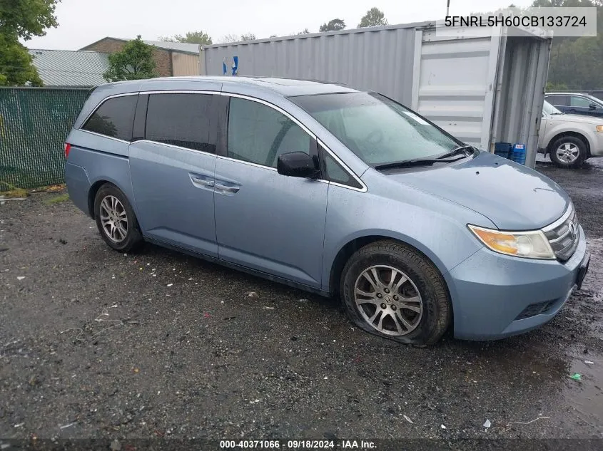 2012 Honda Odyssey Ex-L VIN: 5FNRL5H60CB133724 Lot: 40371066