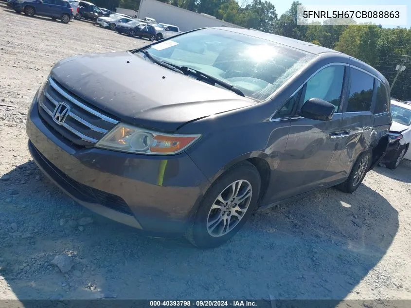 2012 Honda Odyssey Ex-L VIN: 5FNRL5H67CB088863 Lot: 40393798