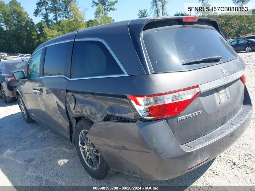 5FNRL5H67CB088863 2012 Honda Odyssey Ex-L