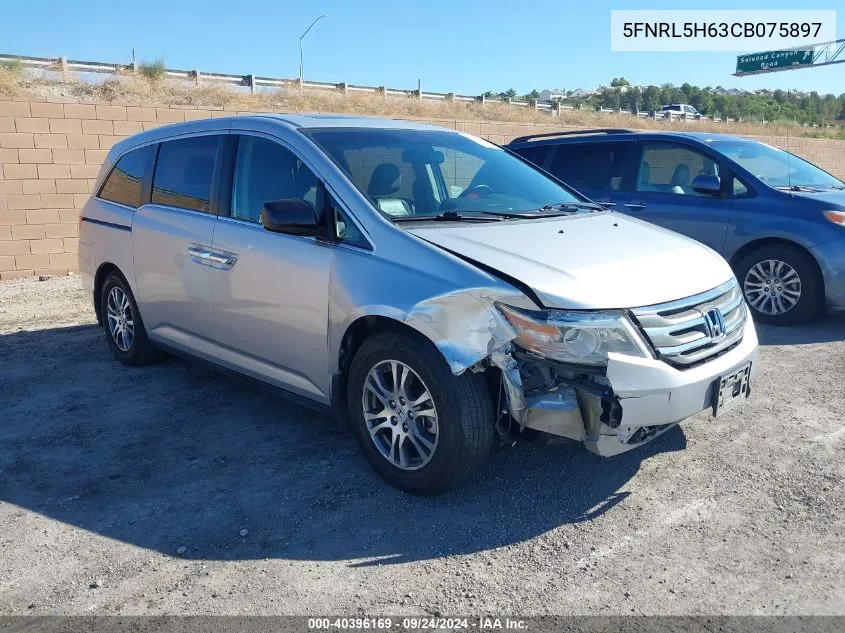 2012 Honda Odyssey Ex-L VIN: 5FNRL5H63CB075897 Lot: 40396169