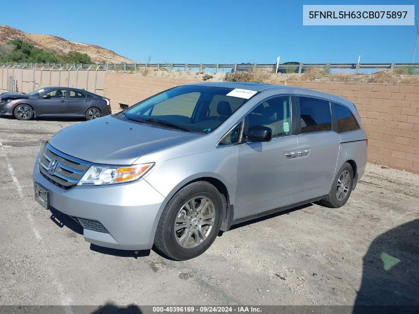 2012 Honda Odyssey Ex-L VIN: 5FNRL5H63CB075897 Lot: 40396169