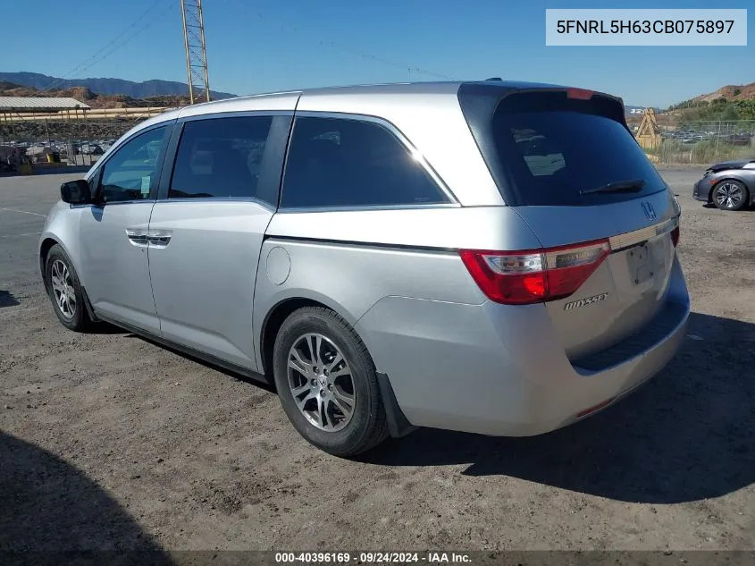 2012 Honda Odyssey Ex-L VIN: 5FNRL5H63CB075897 Lot: 40396169