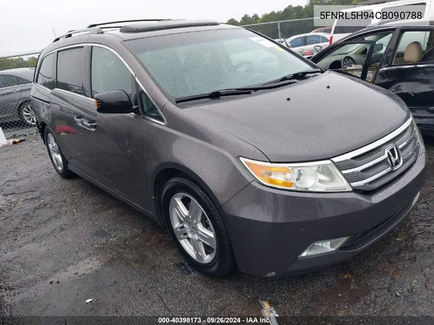 5FNRL5H94CB090788 2012 Honda Odyssey Touring/Touring Elite