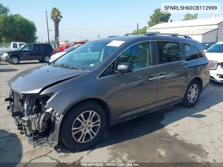 2012 Honda Odyssey Exl VIN: 5FNRL5H60CB112999 Lot: 40416232