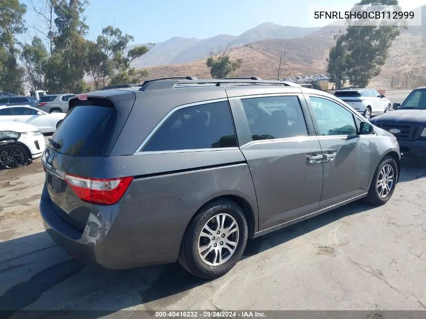 2012 Honda Odyssey Exl VIN: 5FNRL5H60CB112999 Lot: 40416232